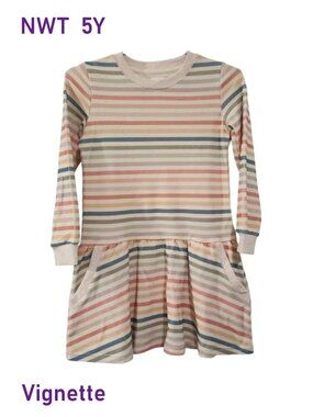 Vignette Multicolor Stripe Cotton Dress with pockets - size 5Y